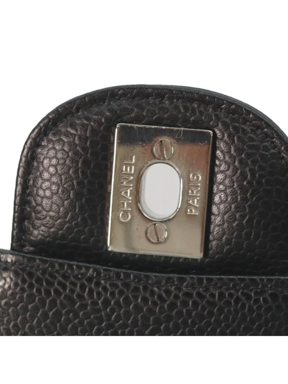 Chanel Black Caviar Silver Double Flap Bag Quilted 25